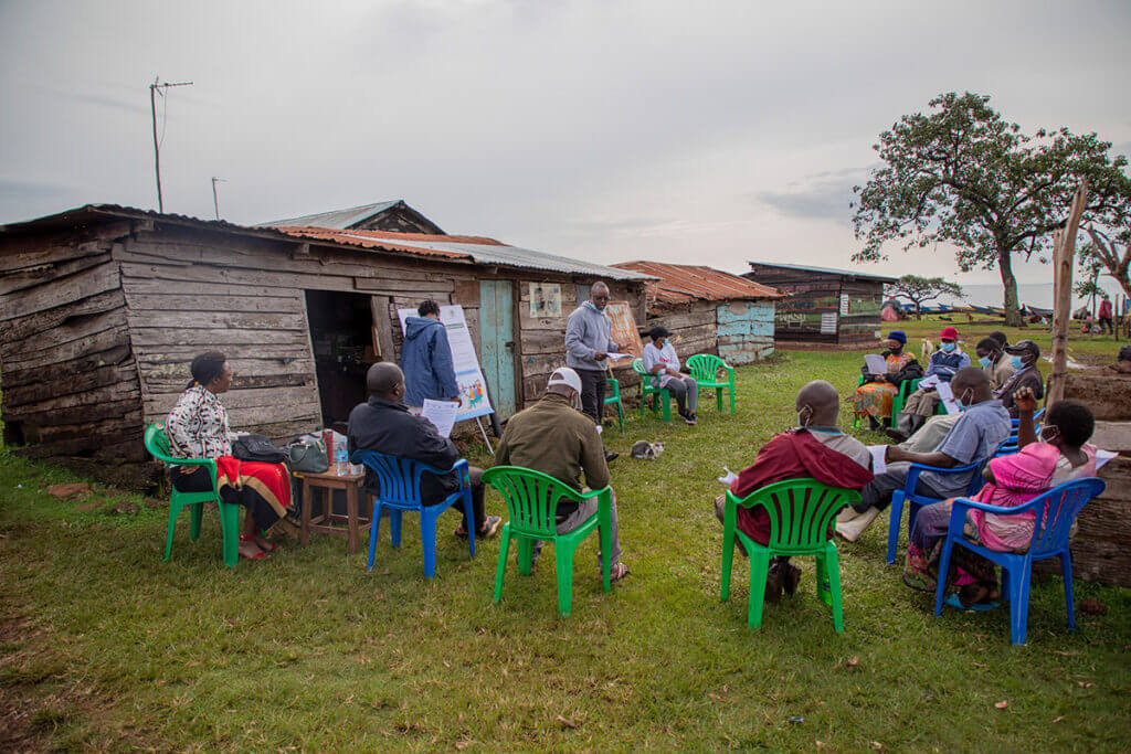 Target Malaria Uganda staff training stakeholders on the Target Malaria grievance mechanism