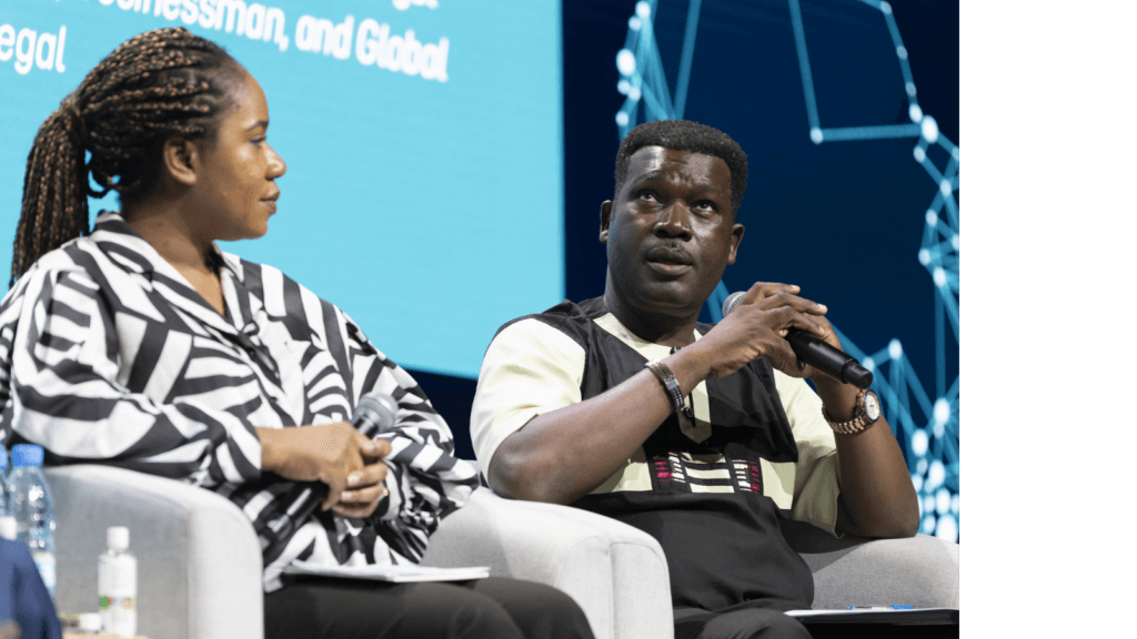 Professor Abdoulaye Diabate speaking on a panel at the 2023 Grand Challenges meeting in Dakar, Senegal.