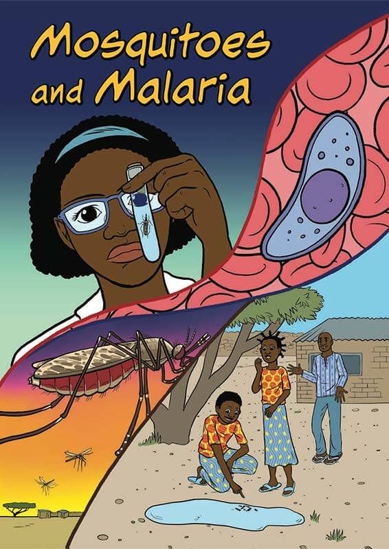 Mosquitoes and malaria comicbook cover