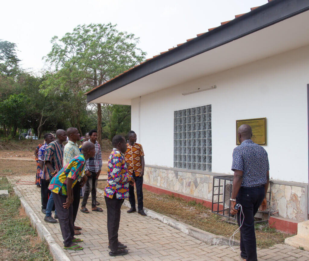 Part of the Mafi Agorve team at the entrance of insectary