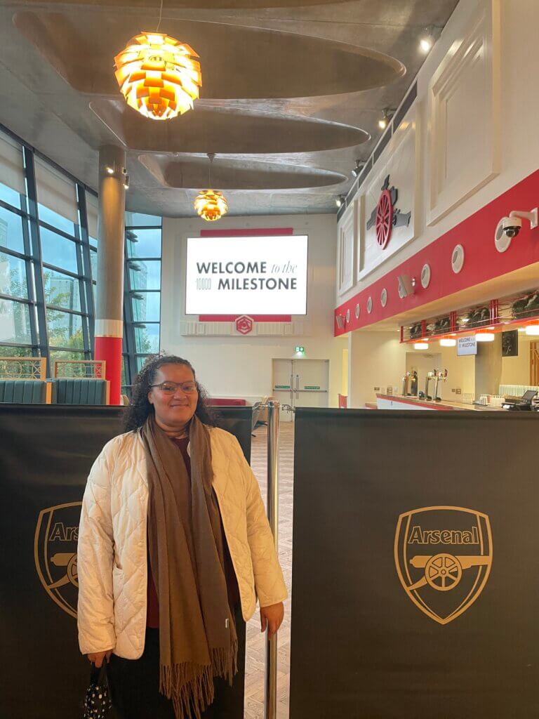 Lorraine Gibson at the 10,000 Milestone Celebration at the Emirates Stadium