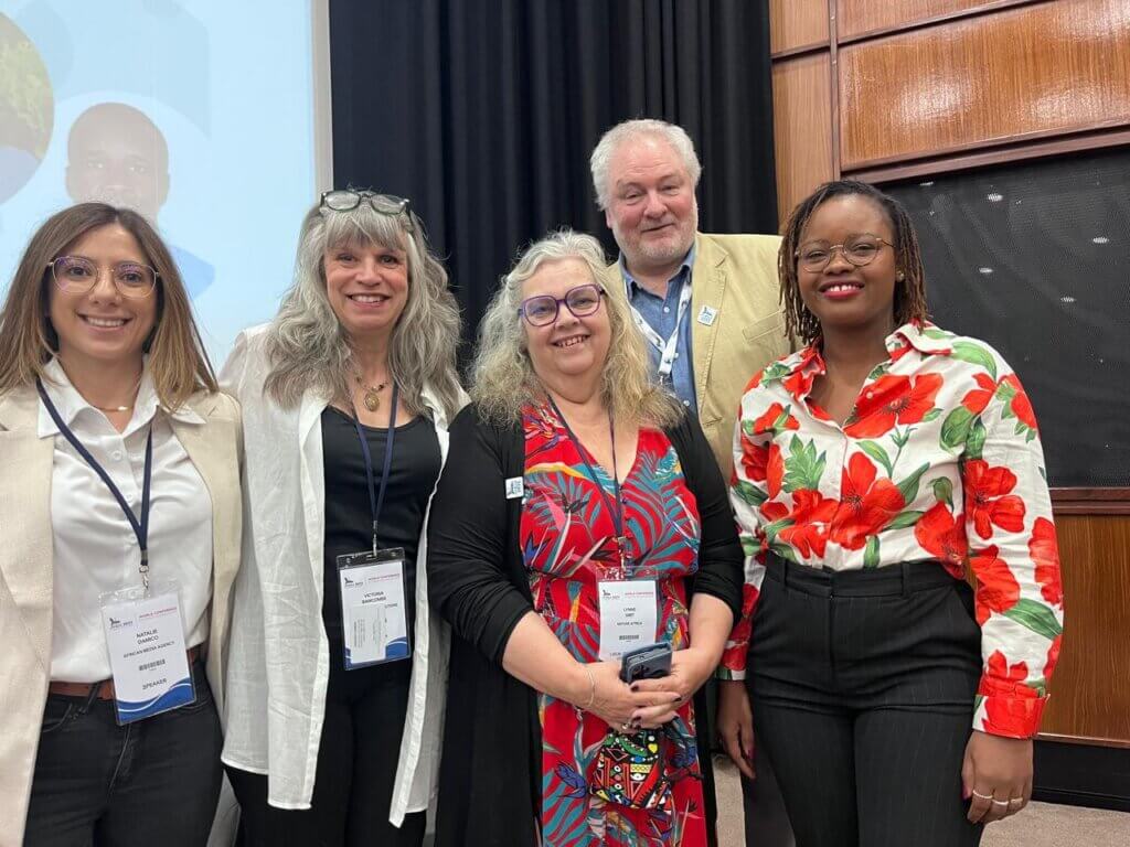 From left to right, Natalie Themistocleous ( African Media Agency), Vicki Bawcombe (Useful Story), Lynne Smit (Nature Africa), Adrian Galley(Useful Story), Ndeye Mane Sall (Target Malaria)
