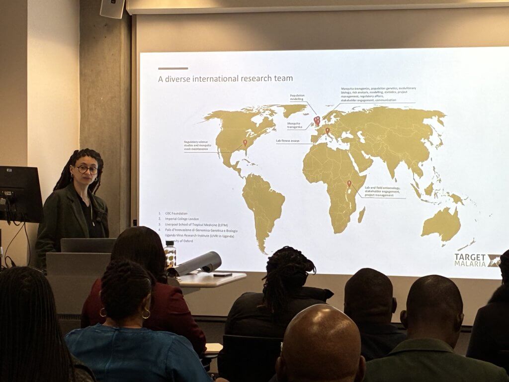 Dr Federica Bernardin giving a presentation to African science journalists at Imperial College London